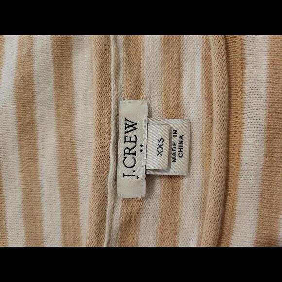 J Crew XXS tan & white striped tie up sweater with bell sleeves - Picture 3 of 5